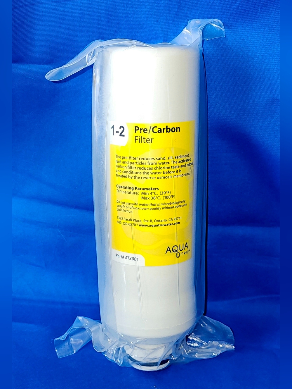 AquaTru Pre-Carbon Water Filter 1-2 Part# AT3001 New SEALED